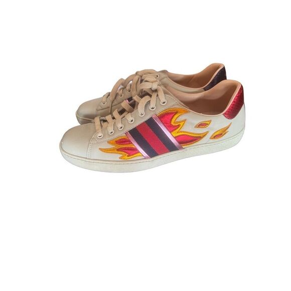 Gucci leather ace flame sneakers size 8 Euro 42 Us 8.5/9 - Picture 1 of 10